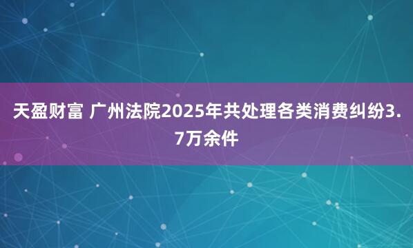 天盈财富 广州法院2025年共处理各类消费纠纷3.7万余件