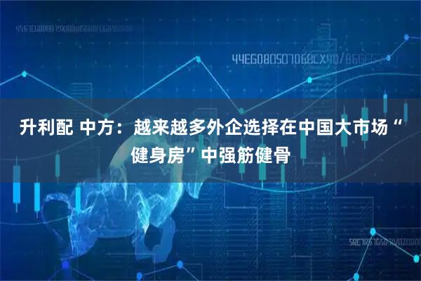 升利配 中方:越来越多外企选择在中国大市场“健身房”中强筋健骨