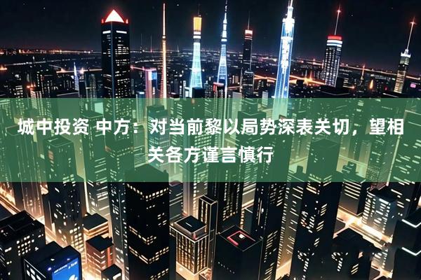城中投资 中方：对当前黎以局势深表关切，望相关各方谨言慎行